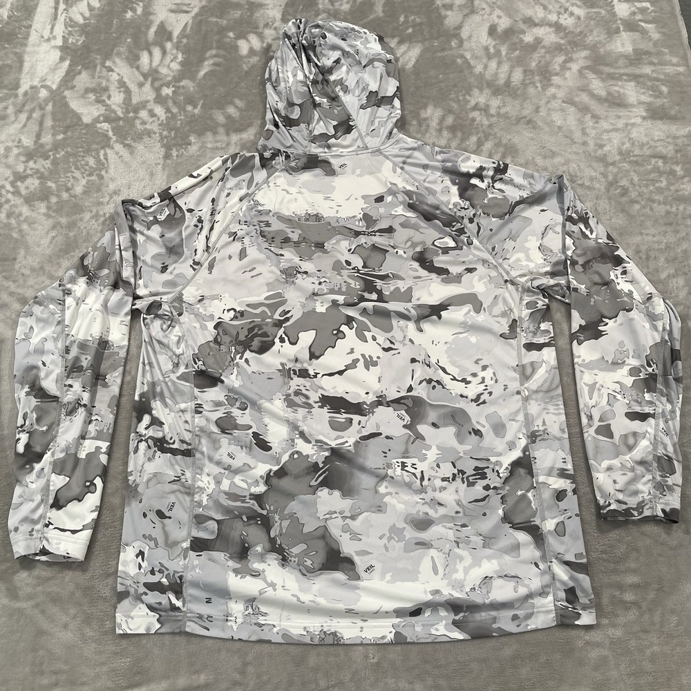 Simms Hoodie Mens XL White Veil Camo Fishing UPF50 Lightweight Stretch - Picture 5 of 8